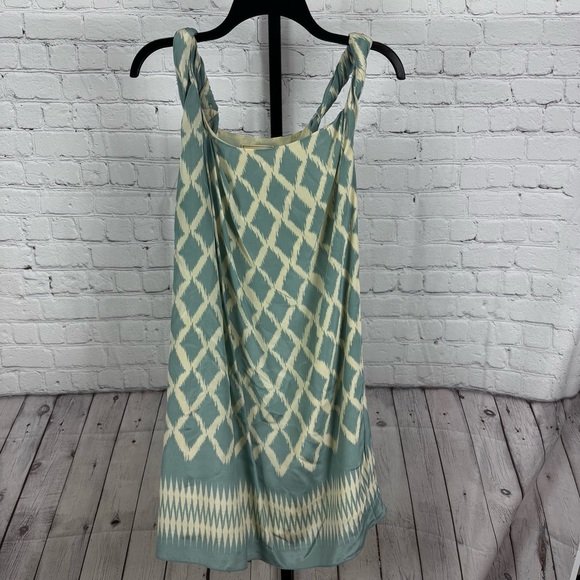 Moulinette Soeurs Anthropologie Aqua and Cream Print Silk Dress Size 12 - Picture 1 of 8
